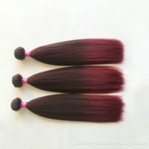 factory prices heat resistant fiber mixed two tone color kinky straight yaki wave hair weave,synthetic semi hair weft T1b27